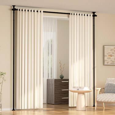 Kokorona Room Divider Curtain Rod, Vertical Tension Rod, No Drilling Floor to Ceiling Freestanding Curtain Rod, 28-73.8inch(W) 4-10ft(H) Expandable Curtain Divider Stand for Room Separation