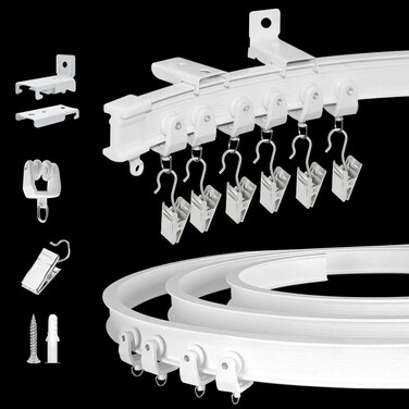 Flexible Bendable Curtain Track Ceiling Wall Mount 12 Ft Ceiling Track for Curtains Room Divider Curved Slide Curtain Rail Heavy Duty Ceiling Curtain Track System for RV Bay Windows