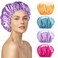 Smilco Shower Caps For Women 12.6 Inch Reusable Waterproof 4 Pack Large Shower Cap, Eva Hair Caps Double Waterproof Layers Shower Cap For Women Hair Protection