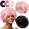 2+3 Large Satin Bonnets with Scrunchies for Women, Hair Bonnet Sleeping Tie Bonnet for Braids Curly Hair, C