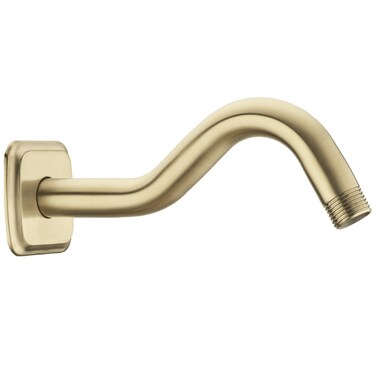TRUSTMI 8 Inch Angled Shower Arm Extension with Flange, Stainless Steel Curved Shower Head Arm Replacement, Brushed Gold