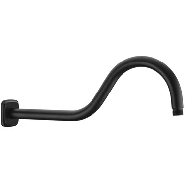 TRUSTMI 16 Inch Shower Arm with Flange, S-Shape Solid Stainless Steel Heavy Duty Pipe Replacement, Matte Black