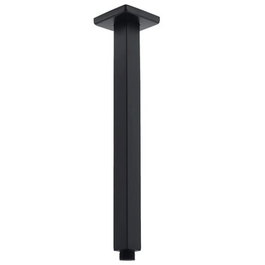 Drettyer Ceiling Mount Shower Arm with Flange 20 Inches Square Straight Extender Extension Pipe Replacement, Long Shower Arm For Fixed Rain Shower Head or High Ceiling,Matte Black