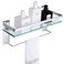 Vdomus Glass Bathroom Shelf with Hand Towel Bar, Rectangular Wall Mounted Bathroom Shelf Storage Extra Thick Tempered Glass, 15.2x4.5 inches with Brushed Silver Finish