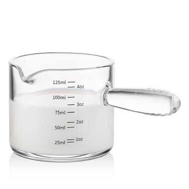 Bincoo Espresso Shot Glass, 150ML Espresso Cups with Handle and Dual-Scale, Espresso Shot Glass with V-Shaped Mouth, 5 oz Espresso Glass Measuring Cup Perfect for Espresso Shots and Milk Froth (1)