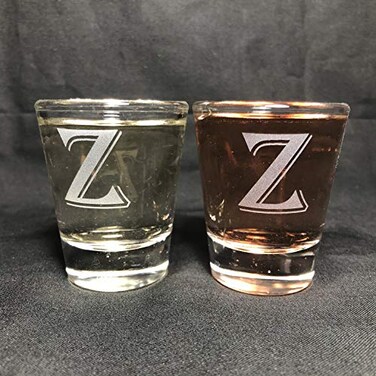 Alankathy Mugs Monogram letters shot glass 1.5 oz set of 2 (Z)
