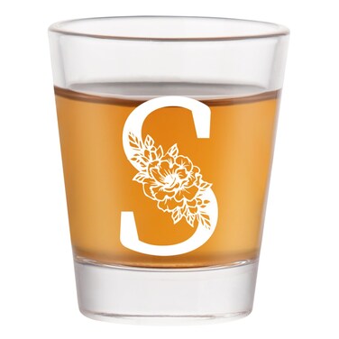 BCnmviku Initial Shot Glass with Heavy Base, 1.5 oz Cordial Glasses Funny Glass Women Men Gift Shot Glasses Cups Tumbler (S)