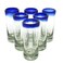 MexHandcraft Cobalt Blue Rim 2 oz Tequila Shot Glasses (set of 6), Recycled Glass, Lead-free, Toxin-Free (Shot)