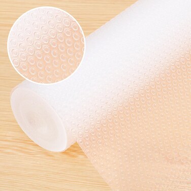 Shelf Liner for Kitchen Cabinets Non-Adhesive, 12 Inches X 10 Ft Drawer Liner with 60pcs Double-Sided Tape Waterproof Cabinet Liner EVA Kitchen Liner for Shelves Kitchen Drawer Refrigerator