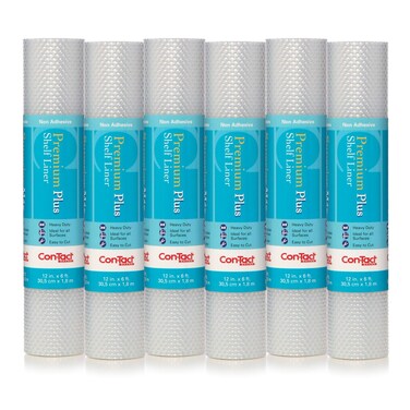 Con-Tact Brand Premium Plus Non-Adhesive Shelf Heavy Duty and Multi-Functional Drawer Liner, Protect and Organize Your Shelves and Drawers, 12" x 6', Nova Crystal Clear, Pack of 6 Rolls
