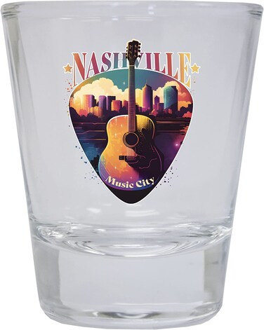 R and R Imports Nashville Tennessee Music City Souvenir 1.5 Ounce Shot Glass Round (Clear)