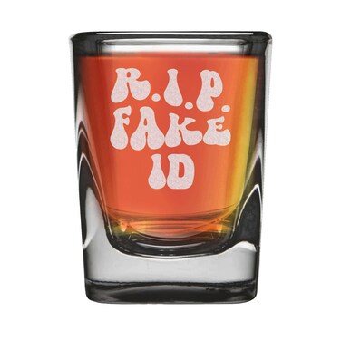 shop4ever RIP Fake ID 21 Twenty One Engraved Heavy Base Prism Shot Glass 2 oz. 21st Birthday Gift