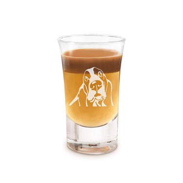 WIRESTER 1.5 OZ Shot Glass with Heavy Base, Clear Shot Glass for Whiskey, Vodka - Basset Hound Dog