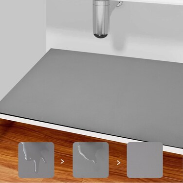 Under Sink Mats, 34" X 22" Or Smaller Cut to Fit Under Sink Shelf Liner for Kitchen Bathroom Cabinets, Absorbent &amp; Drying Shelf Liner for Bathroom Vanity Cabinets, Light Grey