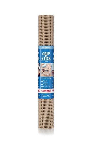Con-Tact Brand Grip-N-Stick Durable Self-Adhesive Non-Slip Shelf and Drawer Liner, 18" x 4', Taupe
