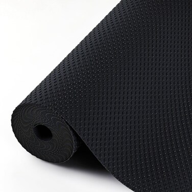 Hersvin Shelf Liners, 12 in x 20 ft Kitchen Drawer Mats, Non-Adhesive EVA Cupboard Protector, Cabinet Lining (Black Dot)