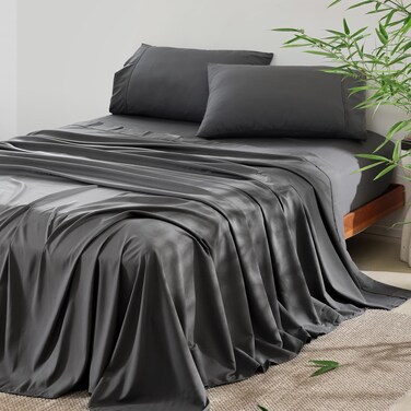 King Sheets Set - Cooling Bed Sheets Rayon Derived from Bamboo, 16 Inch Extra Deep Pocket King Sheet Set, Hotel Luxury Silky Soft Breathable Bedding Sheets &amp; Pillowcases, 4 Piece
