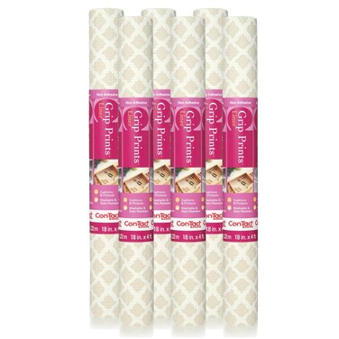 Con-Tact Brand Grip Prints Shelf Liner, Durable and Non-Adhesive Liners, Non-Slip Drawer and Cabinet Liner, 18" x 4', Talisman Taupe, Pack of 6 Rolls