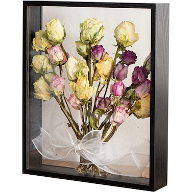 Wooden Dried Flower Photo Frame Dried Flower Display Stand Decorative Floating Photo Frame,Double Sided Plexiglass Shadow Box Picture Frame,for Display Dried Flowers,Handicrafts(black-8x12)