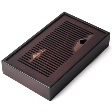 Bamboo Tea Tray Chinese Kungfu Serving Tray Gongfu Tea Table Box with Water Storage Kung Fu Tea Set Serving Tray 11.8 Inch