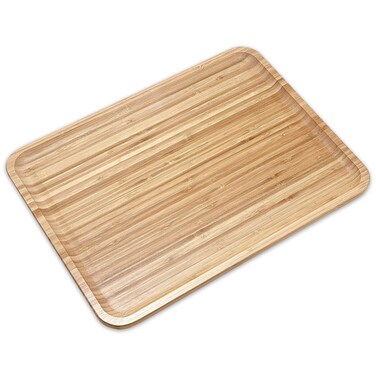 Bam&amp;Boo Bamboo Serving Tray Natural Minimalist Rectangular (15.6&acirc;&euro; x 11.8" x 0.8") Coffee, Tea, Food, Drinks, Storage, Decor for Home, Kitchen, Bathroom