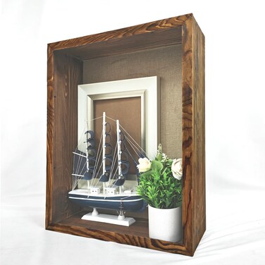 Large Shadow Box 16x20, 6 Inch External Depth Extra Large Shadow Box Frame Natural Wood Big Display Case with Magnetic Door for Wedding,Christmas, Valentine's Day (Original Carbonized)