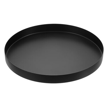 uxcell Stainless Steel Decorative Tray 11.8" Round Serving Tray Metal Decorative Plate for Jewelry, Makeup, Candle, Kitchen Tableware, Black