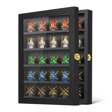 Kacorn Minifigure Display Case 11X14In Figures Building Block Toy Wooden Shadow Box with 98% UV Protected Acrylic Glass Door for Collecting Miniature Figurine Souvenirs