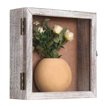 12x12x4 Shadow Box, Exterior Depth 4in Extra Deep Shadow Boxes Display Cases for Pictures, Photos and Keepsake(Distressed White)