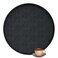 HofferRuffer Extra Large Round Serving Tray 24'', Elegant Oversized Faux Leather Circle Ottoman Table Tray, Serve Tea Coffee Breakfast in Bedroom Living Room Kitchen (Classic Black)