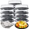 Tessco 12 Pack Heavy Duty, Repeatedly Plastic Serving Tray with Lid and 24 Pcs Deli Wax Paper Sheets Sets Large Plastic Party Platters with Clear Lids Stackable Round Food Serving Trays (12 Inch)