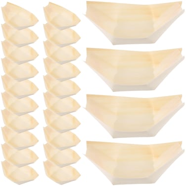 Angoily 100PCS Disposable Wooden Sushi Boat, Mini Bamboo Wooden Boat, Sushi Serving Tray Bamboo for Catering and Home Use, 3inch