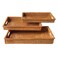 Handmade Rattan Trays with Handles, Handwoven Multi-Purpose Storage Baskets, Food Fruit Serving Baskets, Brown Rectangular, Natural Rattan, Set of 3 Different Sizes