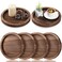 Sintuff 6 Pcs Rustic Wood Decorative Tray Round Wooden Tray Serving Farmhouse Tray Decorative Candle Holder Tray for Kitchen Centerpiece Home Decor(Brown)