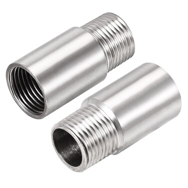 uxcell Shower Head Extension Arm Stainless Steel 1/2PT Male to 1/2PT Female Thread 50mm Length Cast Pipe Fitting Coupler 2Pcs