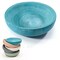 baqor Wooden Round Large Decorative Tray - Wood Serving Tray Decor Plates Bowl For Coffee Table Ottoman Home Living Room Farmhouse Countertop Centerpiece (11 inch - Greek Blue color)