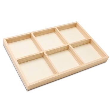 DIY Rectangle Wooden Divided Serving Tray 12 x 8-inch, Pack of 1 6-Section Candy Tray for Vegetable &amp; Fruit Party Platters, by Woodpeckers