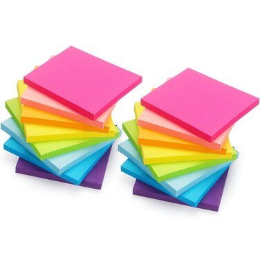 Early Buy 16 Pads Sticky Notes 8 Bright Color Self-Stick Notes 3 in x 3 in, 60 Sheets/Pad