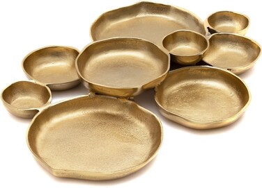 Cluster Decorative Bowls, Bright Gold Brass - Decoration, Snack Tray Bowl, Chip and Dip Strong Brass Beautiful Room Accent, Perfect for Entertaining, Parties, Home &amp; Wedding 22