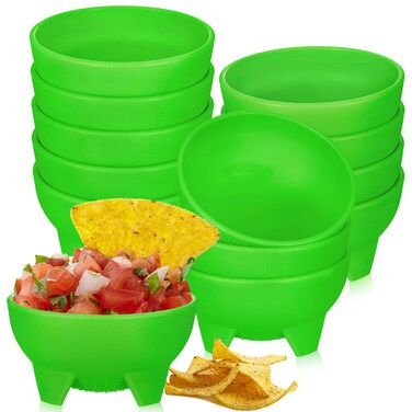 Maxcheck 12 Pcs Salsa Bowls for Party 4.5" Diameter, Plastic Mexican Salsa Bowls Cute Guacamole Bowls Chips and Salsa Serving Dish Bowls for Party Fiesta Chip Dish Salsa Candy(Green)