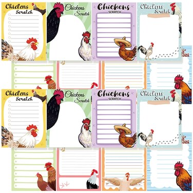 PerKoop 16 Pieces Funny Chickens Sticky to Do Notepad Chicken Scratch Chick Chicken Coop Lover Gifts Country Notebook Self Stick Note Pads for Hens Farm Lover,3 x 4 Inch 480 Pack