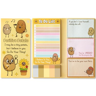 Xqumoi Positive Potato Sticky Notes Set - to Do List Self-Stick Notepads, Inspirational Sticky Notes, Motivational Writing Memo Pad, Appreciation Positive Gift, Back to School Office Supplies