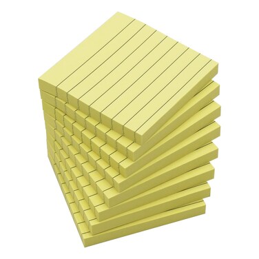 (8 Pad) Lined Sticky Notes,3x3 Inch, Self-Stick Notes, Easy to Post for School, Office, Notebook, Pastel Yellow Color Pads/Pack