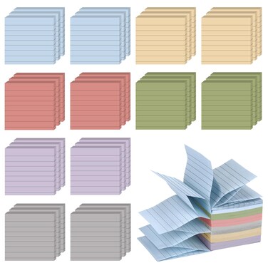 36 Pads Pop Up Sticky Notes, Accordion Sticky Notes with Lines, Pop Up Notes 3x3 Refills Post Accordion Stickies 1800 Sheets Sticky Notes for Dispenser, Home, Office, School
