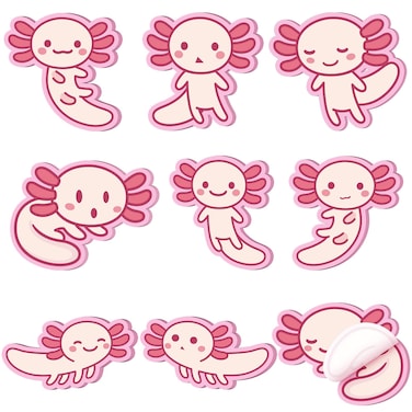 Nuenen 9 Pads Axolotl Sticky Notes Cute Sticky Notes Axolotl Gifts Kawaii Notepad Cute Memo Pads Cartoon Self Stick Pads for Writing Studying School Office Supplies, 30 Sheets/Pad