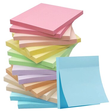 HQCME 16 Pack Sticky Notes 3x3 in Post, Pastel Colors Sticky Note Pads, Recyclable, Sticky Notes Bulk, 3x3 Sticky Notes Easy to Post for Home, Office, Notebook