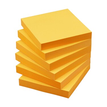 Sticky Notes 3x3 Self-Stick Notes Pads with 6 Bright Colors, Easy to Post for Office, Shool, Home, 6 Pads/Pack, 100 Sheets/Pad (Orange)