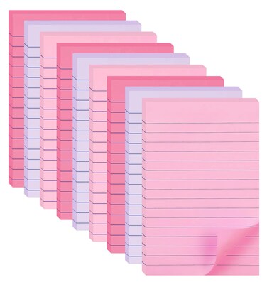 9 Pack Lined Sticky Notes 4X6 in Post Sticky Notes with Lines, Large Ruled Post Sticky Colorful Super Sticking Power Memo Pads Strong Adhesive, Sticky Notes 4x6 (Pink Themed)