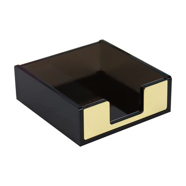 Acrylic Black and Gold Sticky Note Holder 3.7"&Acirc;&iexcl;&Atilde;3.7 Sticky Note Dispenser for Desk Cute Memo Notepad Holder for Office Supplies