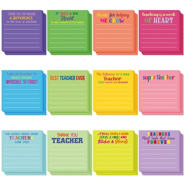 Motipuns 24 Pcs Teacher Appreciation Gifts Bulk Inspirational Sticky Notes with Lines Cute Mini Pocket Motivational Teacher Notepads Thank You Gift for School Office Supplies 3 x 3''(Bright)